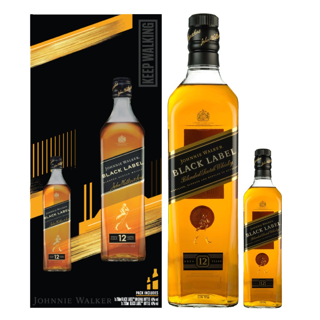 JOHNNIE WALKER BLACK LABEL 75CL + BLACK LABEL 20CL