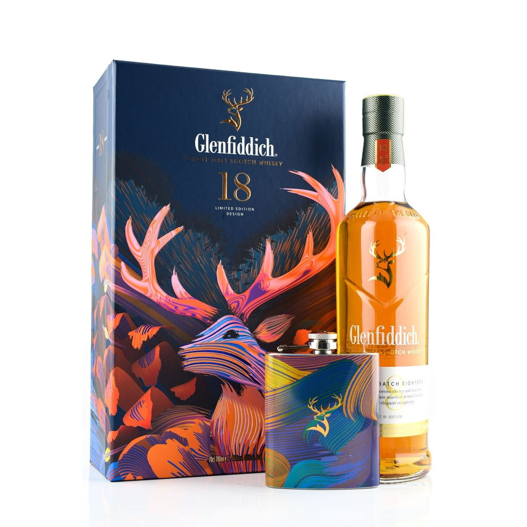 GLENFIDDICH 18 YEARS FLASK GIFT BOX 70CL